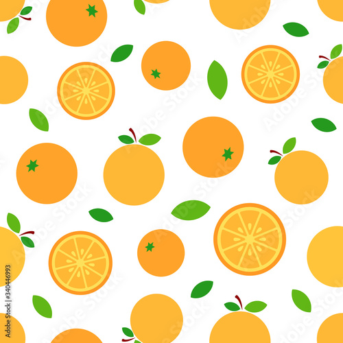 Oranges flat vector illustration seamless Pattern
