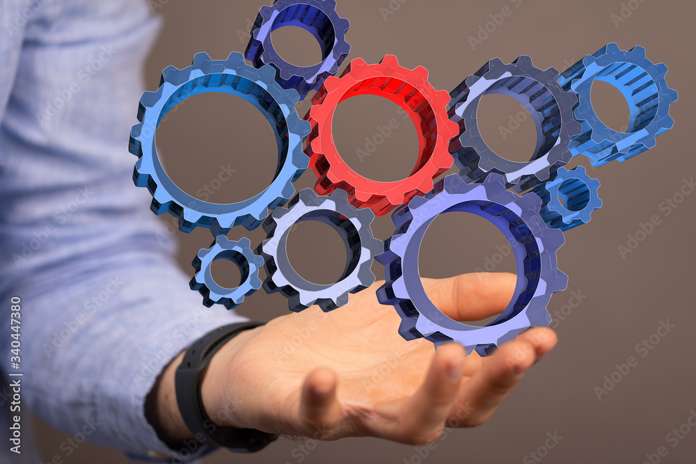 Business, Internet and technology concept. Business select gear icon on virtual screen. Business, Internet and technology concept. Business select gear icon on virtual screen.