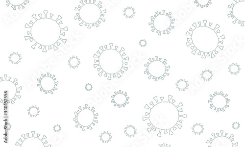 Coronavirus Covid-19 pattern grey on white. Vector illustrations isolated on white background.