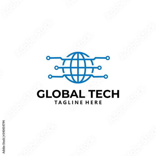 global tech logo icon vector isolated
