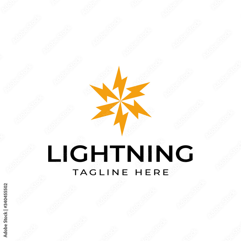 Obraz premium Modern professional logo design template, Orange lightning vector or six energy symbols