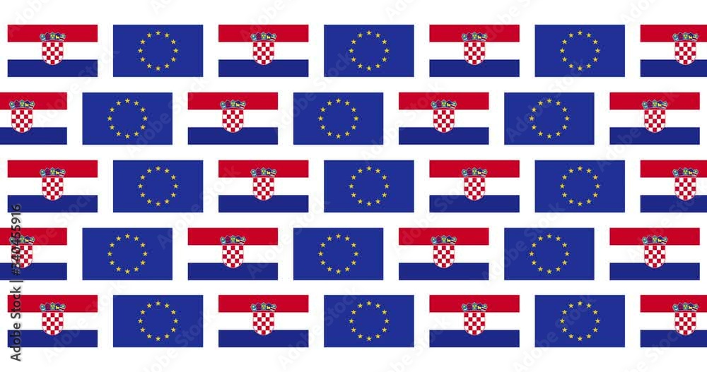 Croatia European Union Flags Loop Background Croatia European Union Flags Loop Background