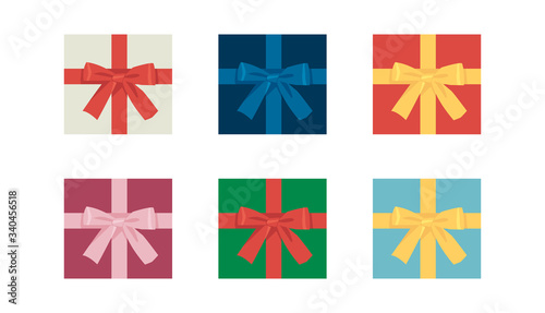 真上から見たリボン付きのプレゼント