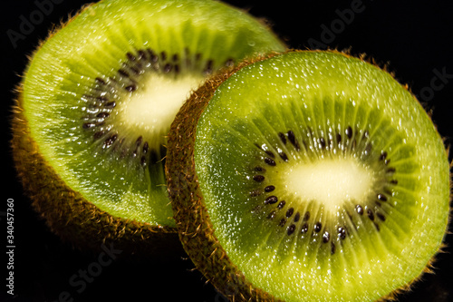 Macro shot of sliced Kiwi fruits - food photography