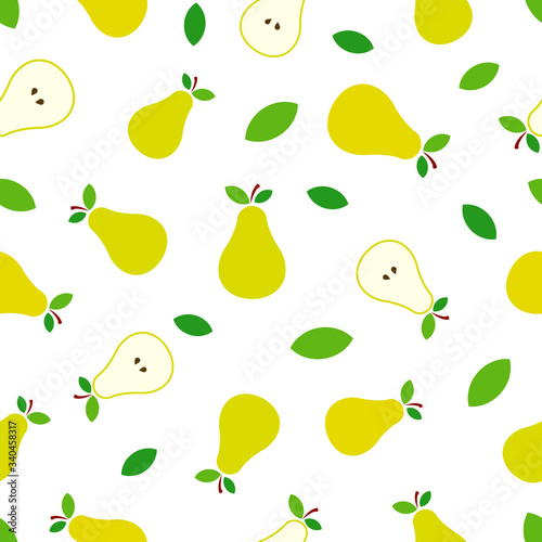 Pear flat vector illustration seamless pattern