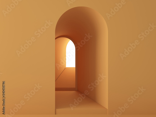 3d rendering of earth tones modern abstract corridor