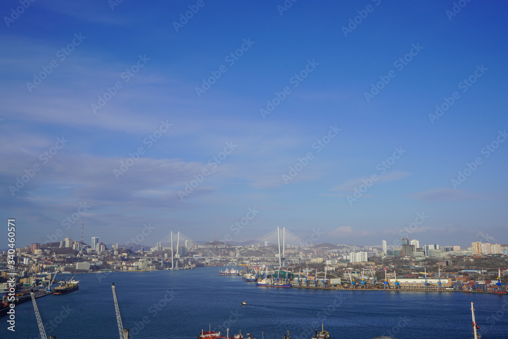 Urban landscape with a view of the Golden horn Bay.