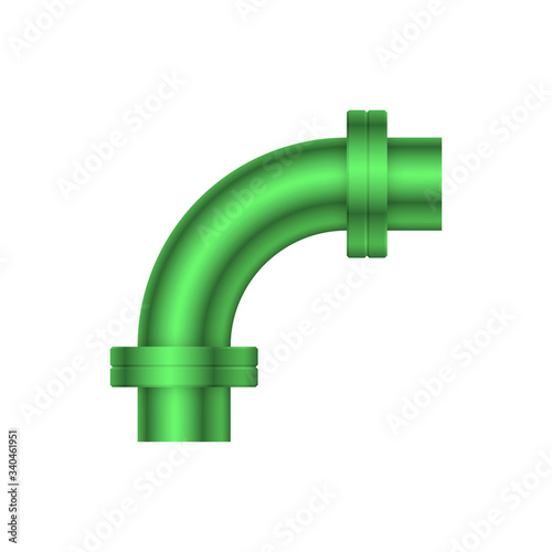 Pipe vector. Made from steel or metal connection by flange fitting fixing by screw and bolt. Part for pipeline construction to transportation oil and gas in industry, water in plumbing and irrigation.