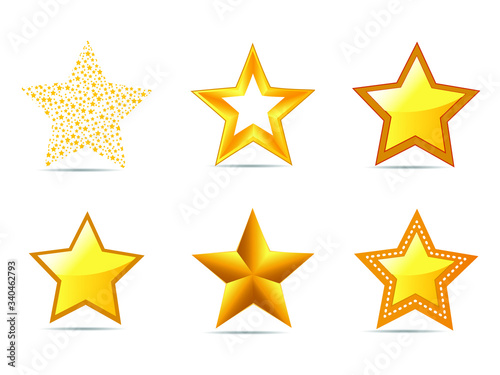 Set of 6 Star icons - Vector 