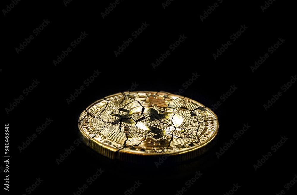 digital currency, broken Bitcoin, decentralized cryptocurrency, electronic money for point-to-point transactions. Concept of devaluation or fall of the cryptocurrency market, loss. Spot focus. digital currency, broken Bitcoin, decentralized cryptocurrency, electronic money for point-to-point transactions. Concept of devaluation or fall of the cryptocurrency market, loss. Spot focus.