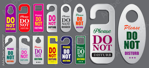 Set of hotel room hangers template or do not disturb information or template label hotel concept. eps 10 vector, easy to modify