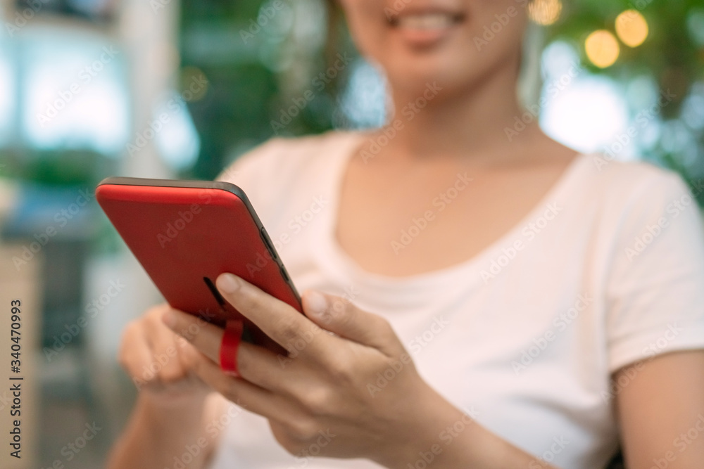 Woman hand use smartphone to do work business, social network, communication in public. Woman hand use smartphone to do work business, social network, communication in public.