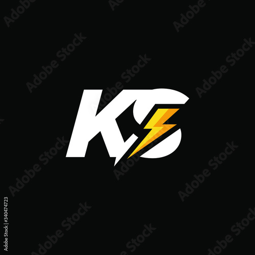 Initial Letter KS with Lightning