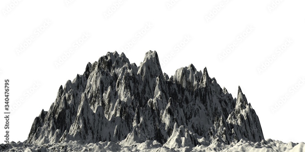 Fototapeta premium Snowy mountains Isolate on white background 3d illustration