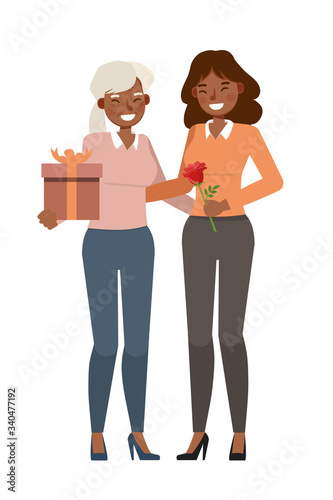 Happy mother and daughter character vector design for Mother's Day concept. no10 photo