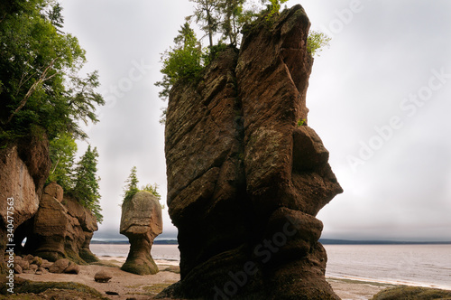 Face of ET and Motherinlaw sea stacks at Hopewell Rocks Bay of Fundy New Brunswick