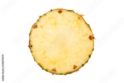 Top view of fresh pineapple isolated on white background