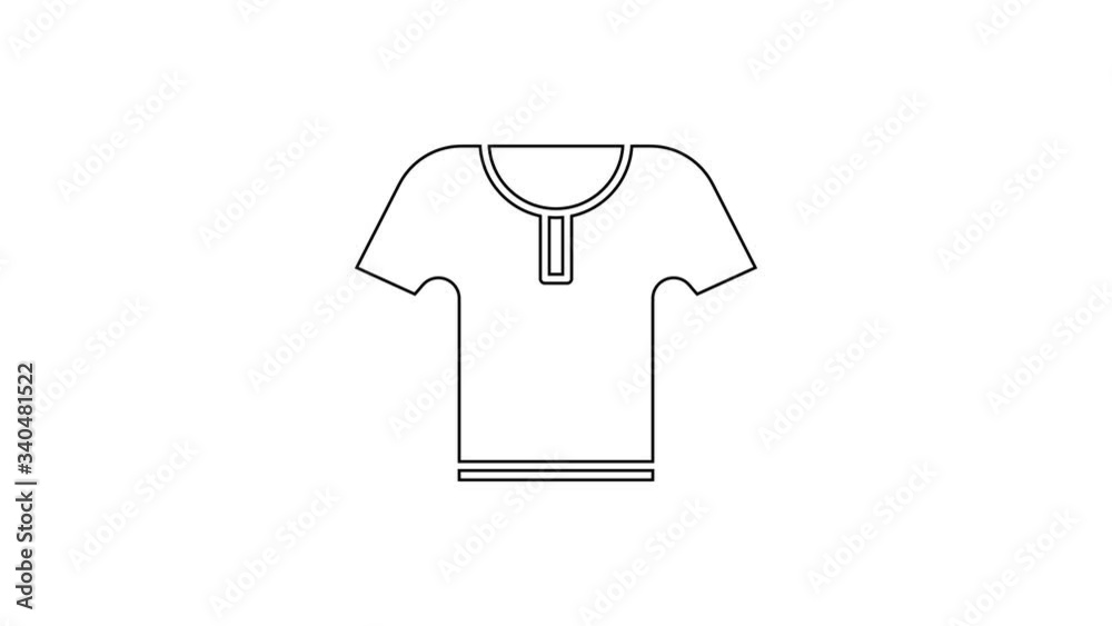 Black line Body armor icon isolated on white background. 4K Video motion graphic animation Black line Body armor icon isolated on white background. 4K Video motion graphic animation