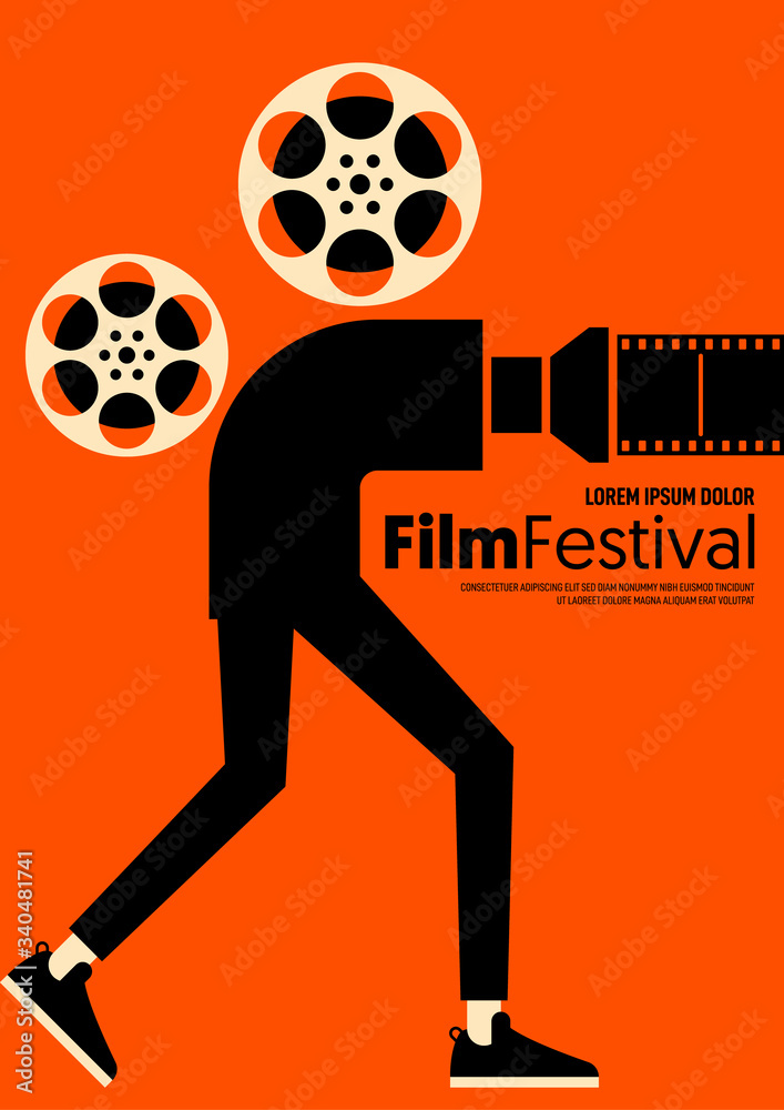 Movie and film poster design template background vintage retro style