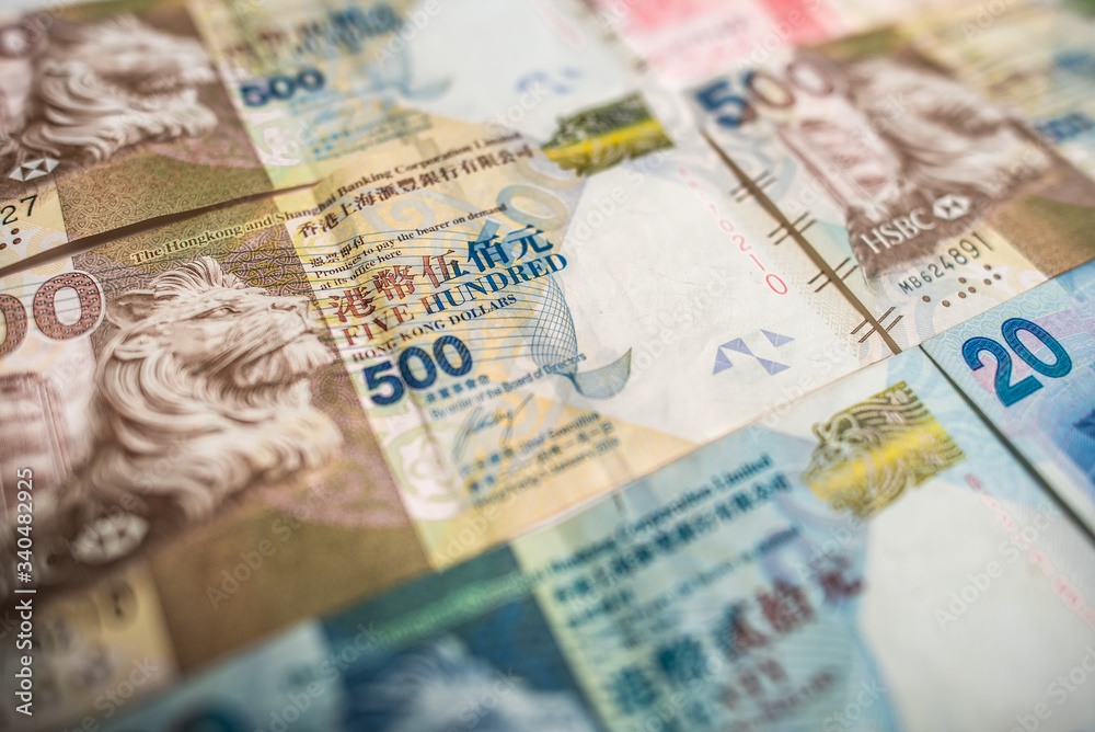 hong kong dollar notes on white background. hong kong dollar notes on white background.