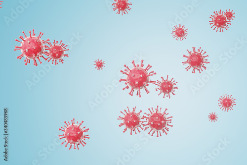 Microscopic close-up of the covid-19 disease. Virus analysis on microscope level. 3d rendering - illustration. © Jiva Core