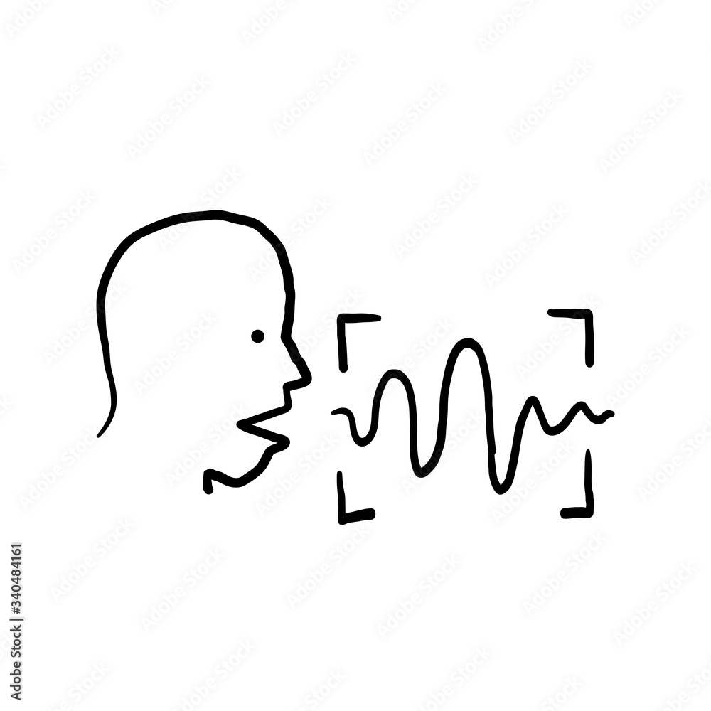 hand drawn voice recognition icon illustration doodle style vector hand drawn voice recognition icon illustration doodle style vector