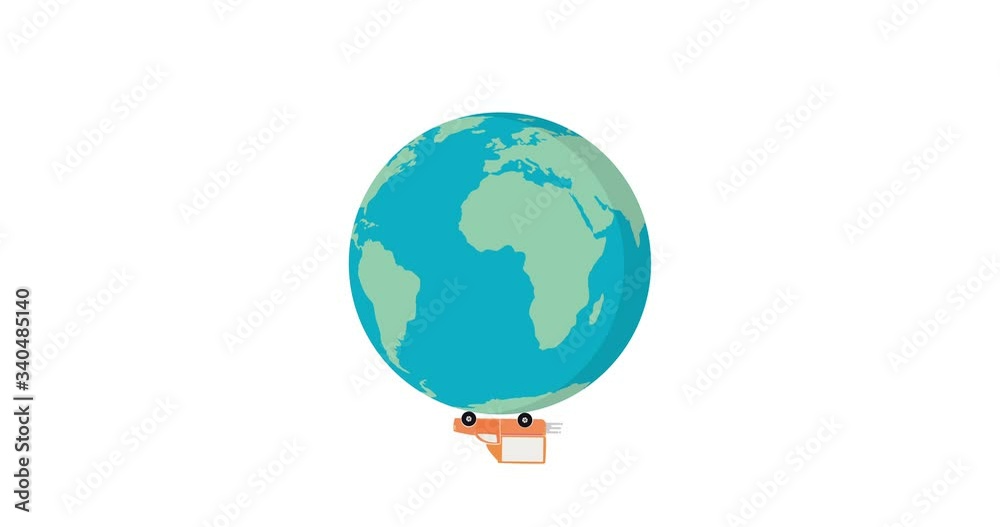 Pickup truck go around the world. Concept of fast delivery. Animation of graphic motion isolated on white background. Pickup truck go around the world. Concept of fast delivery. Animation of graphic motion isolated on white background.