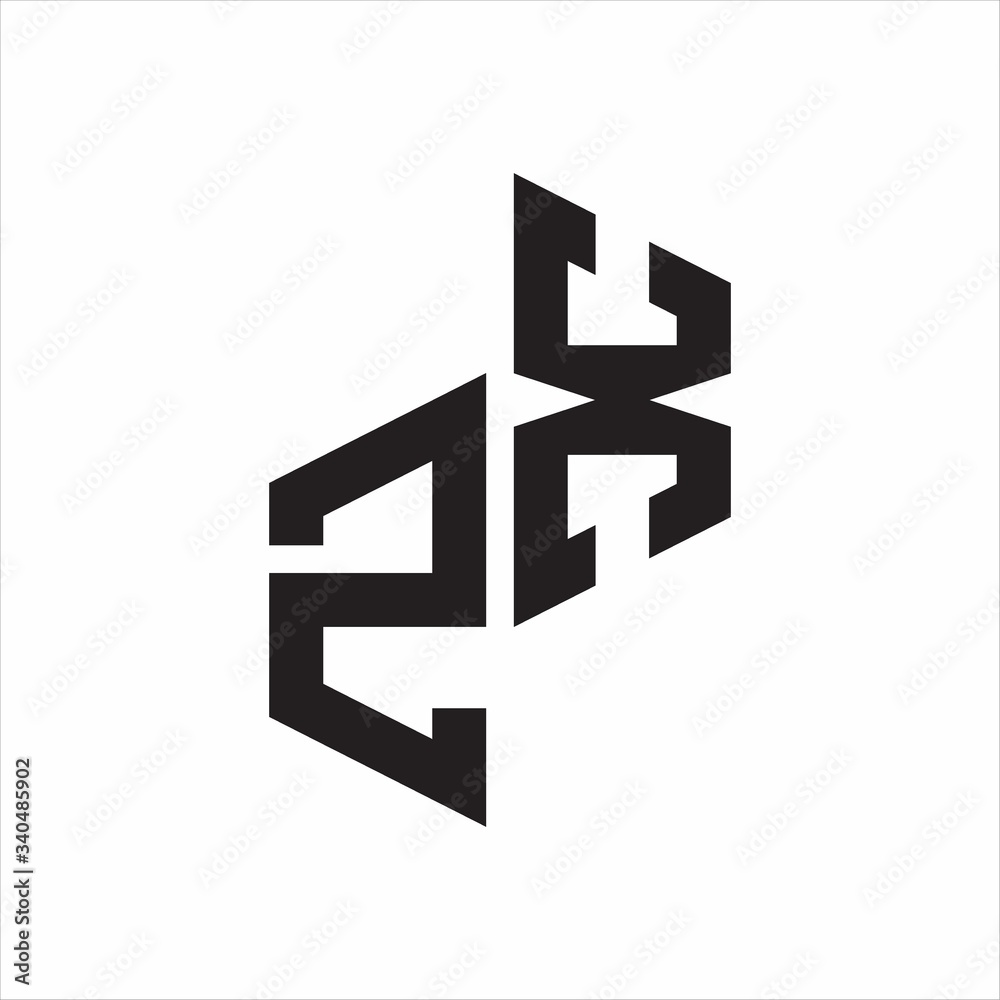 ZX Initial Letters logo monogram with up to down style ZX Initial Letters logo monogram with up to down style