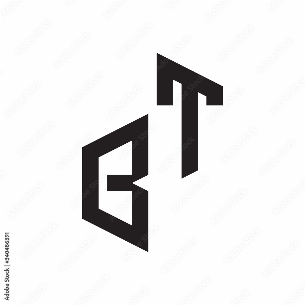 BT Initial Letters logo monogram with up to down style BT Initial Letters logo monogram with up to down style