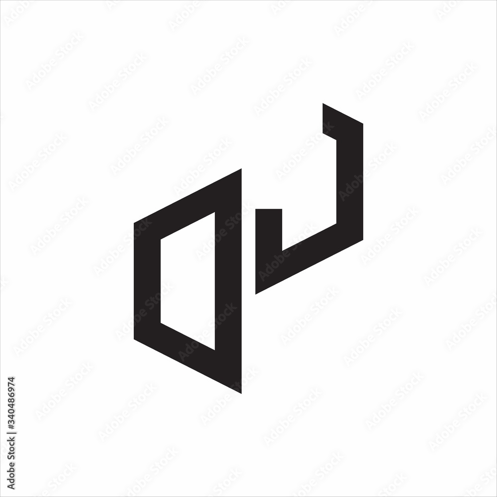 DJ Initial Letters logo monogram with up to down style DJ Initial Letters logo monogram with up to down style