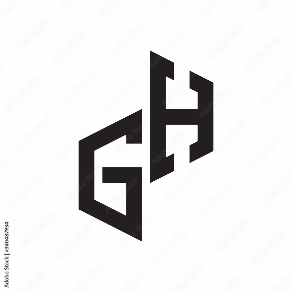 GH Initial Letters logo monogram with up to down style GH Initial Letters logo monogram with up to down style