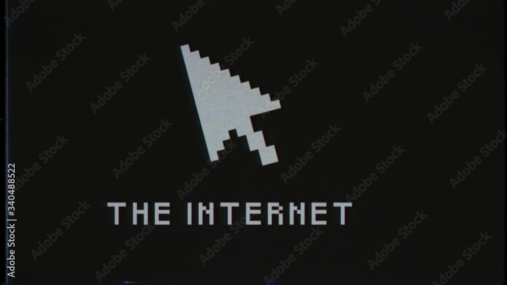 Vintage VHS glitch THE INTERNET with a curser title from 80s 90s Retro Television vintage concept.