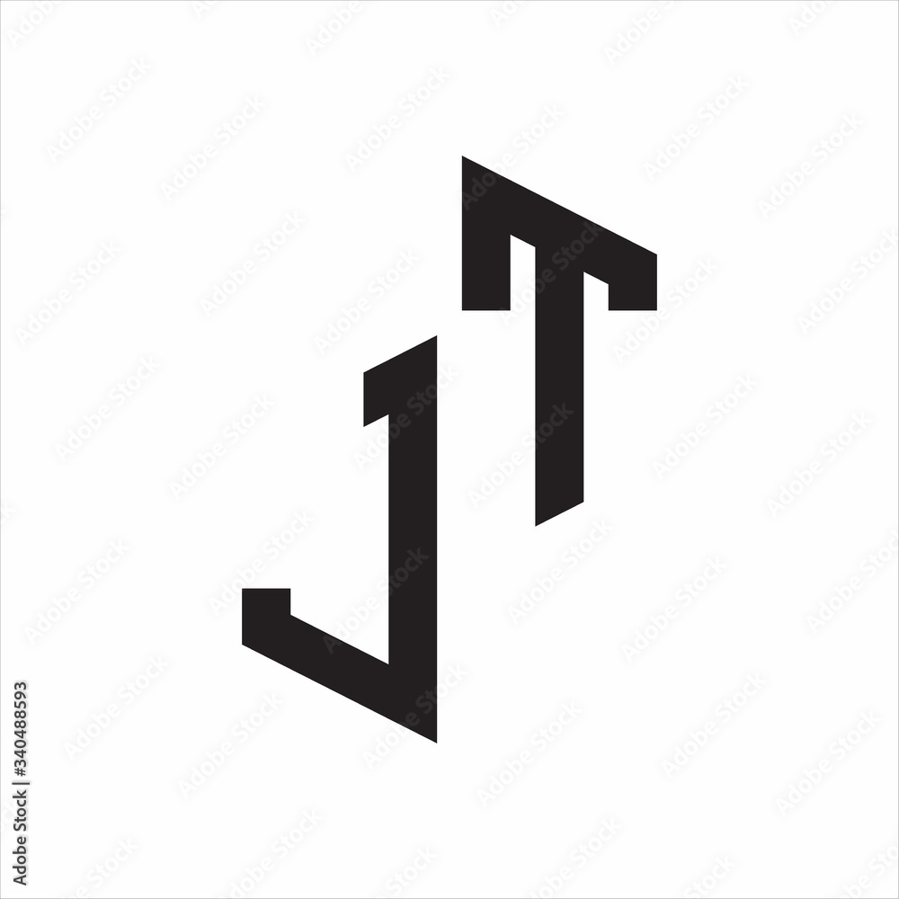JT Initial Letters logo monogram with up to down style JT Initial Letters logo monogram with up to down style