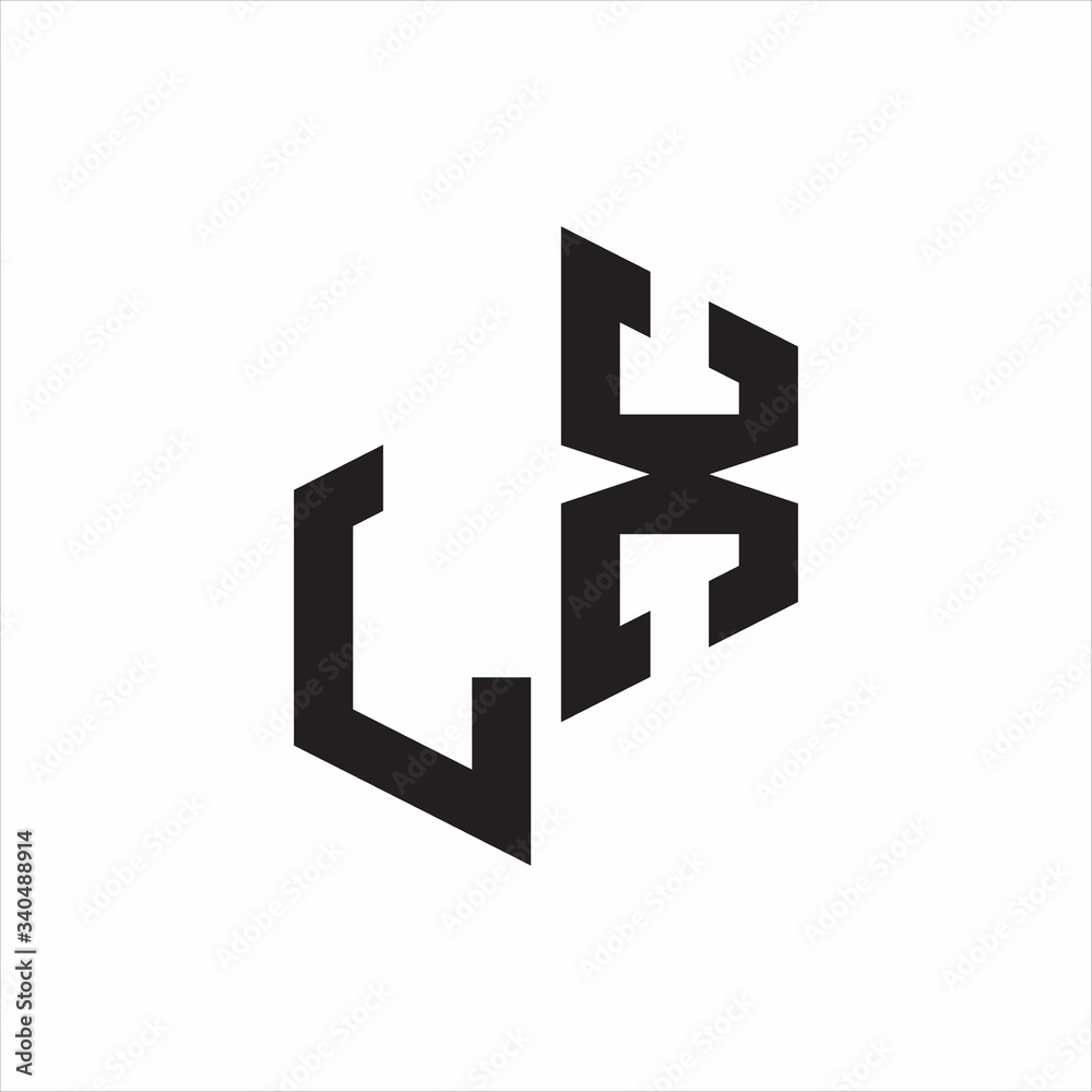 LX Initial Letters logo monogram with up to down style LX Initial Letters logo monogram with up to down style