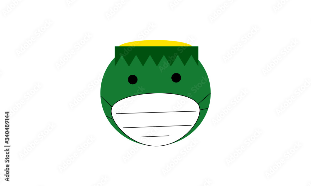 マスクをしたカッパ（河童）のキャラクター 妖怪だってマスクはするよ / Kappa, Yokai, Monster of Japan. Stock  Vector | Adobe Stock