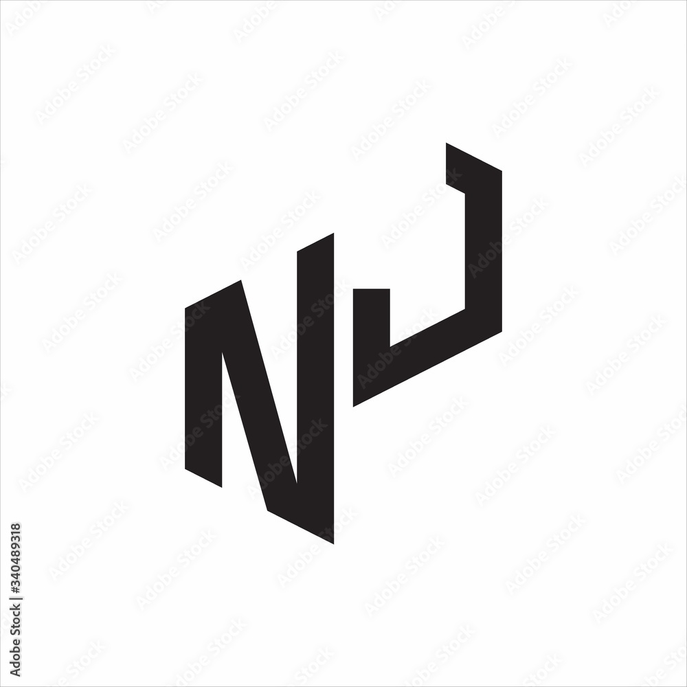 NJ Initial Letters logo monogram with up to down style NJ Initial Letters logo monogram with up to down style