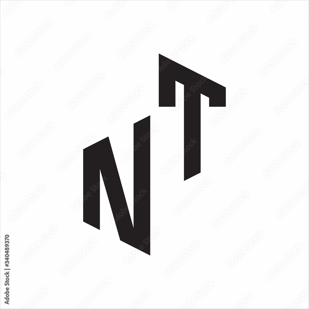 NT Initial Letters logo monogram with up to down style NT Initial Letters logo monogram with up to down style