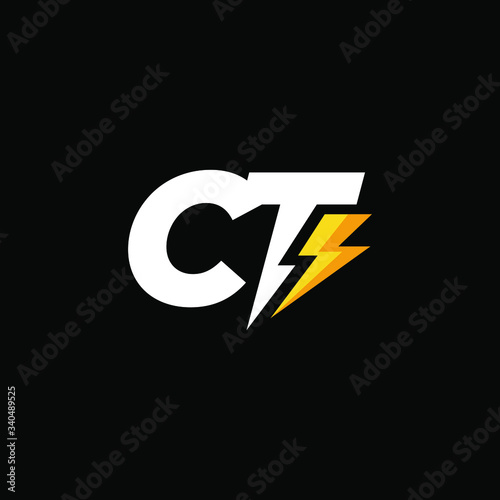 Initial Letter CT with Lightning