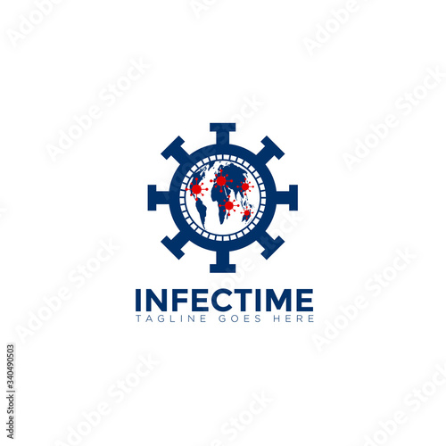 infectime logo, globe time, virus vector