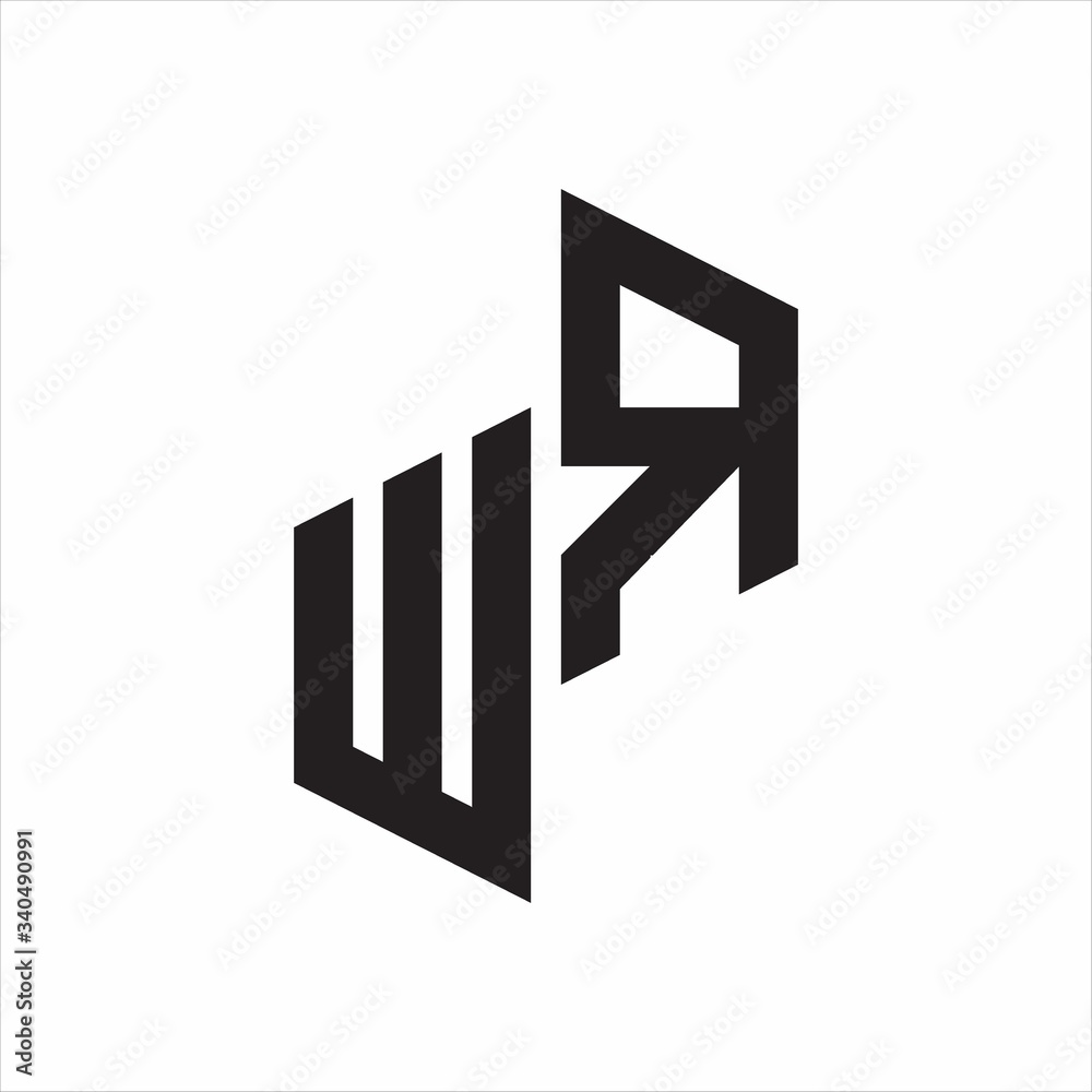 WR Initial Letters logo monogram with up to down style WR Initial Letters logo monogram with up to down style