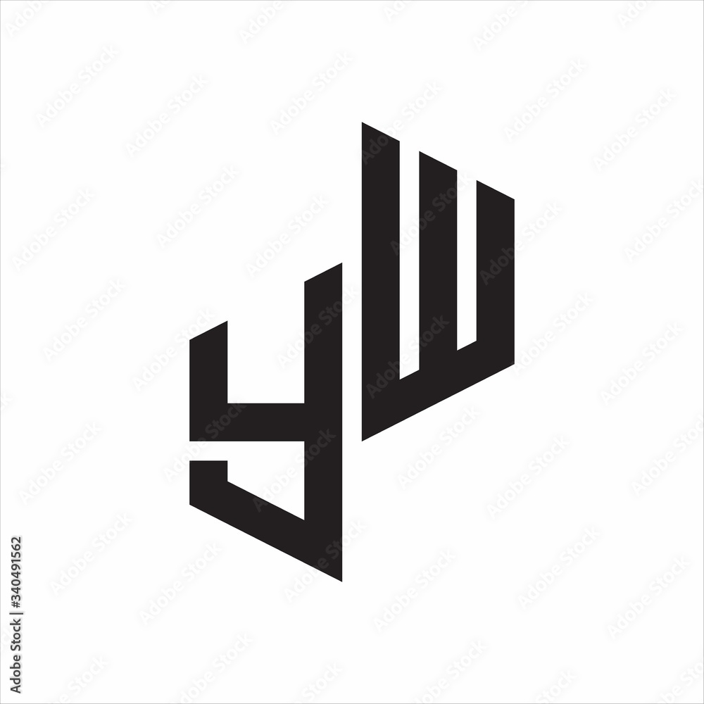 YW Initial Letters logo monogram with up to down style - obrazy, fototapety, plakaty 