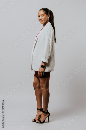 Businesswoman full body in a studio