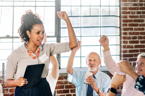 Motivational young businesswoman leader