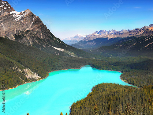 Beautiful mountains and Peyto lake in Canadian Rockies Canada