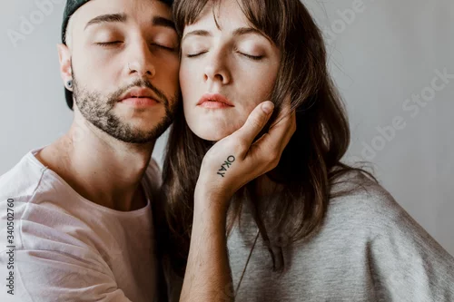 Obraz Man and a woman holding each other