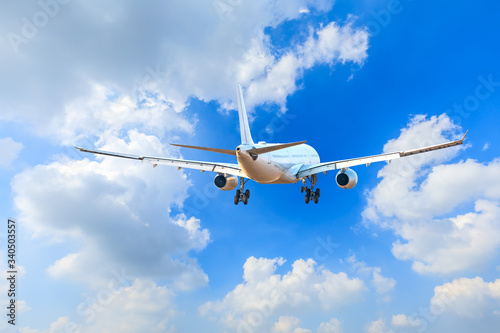 Commercial airplane flying in the sky,travel concept.