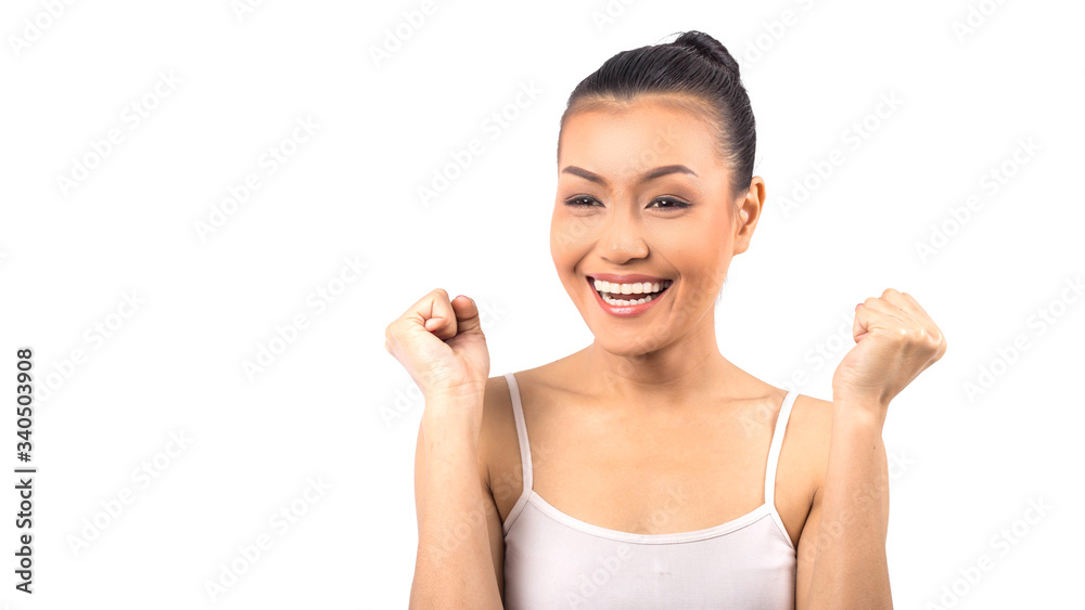 Happy beautiful girl holding her cheeks with a laugh looking to the side. Happy beautiful girl holding her cheeks with a laugh looking to the side.