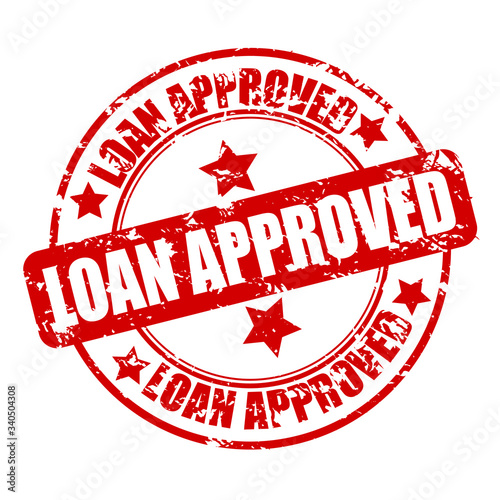 Loan approved rubber stamp isolated on white