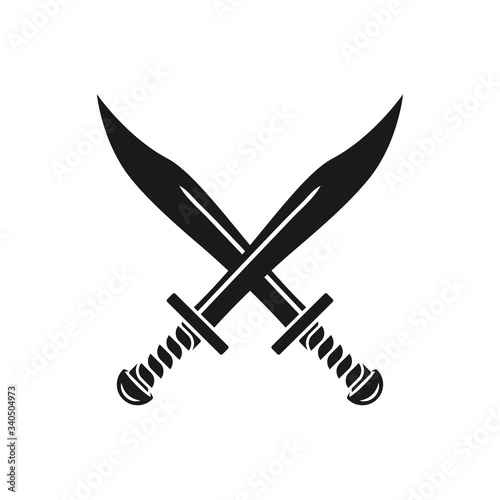 simple crossed sword icon, flat design best vector sword icon