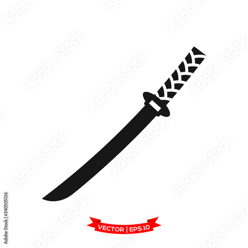 samurai sword icon vector logo template, katana vector icon